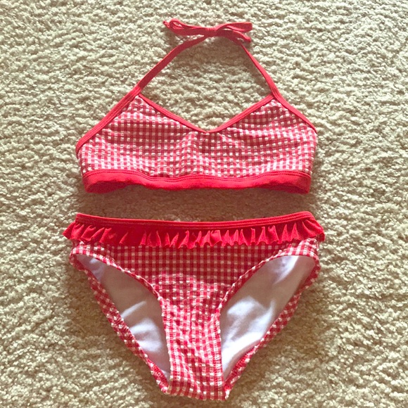 Cat & Jack Other - a gingham red and white bikini set